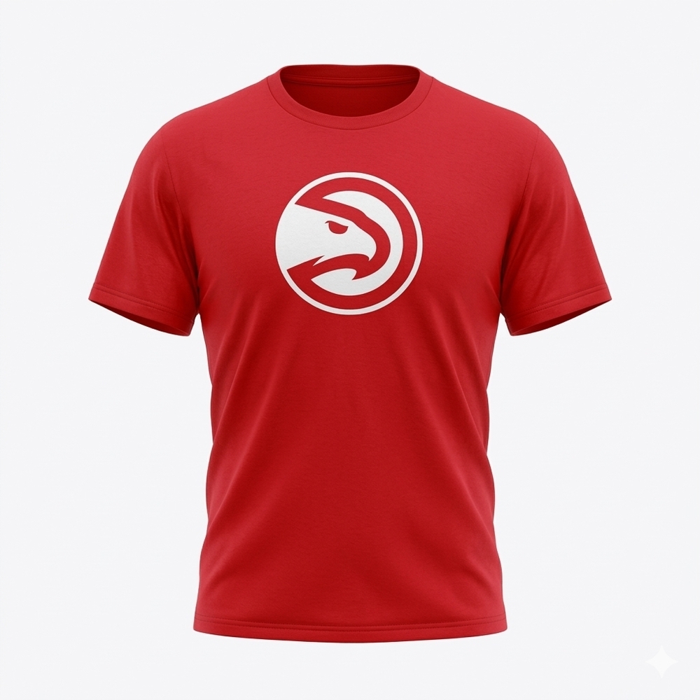 Atlanta Hawks‎ Red T-Shirt - White Vintage 'Pac-Man' Logo